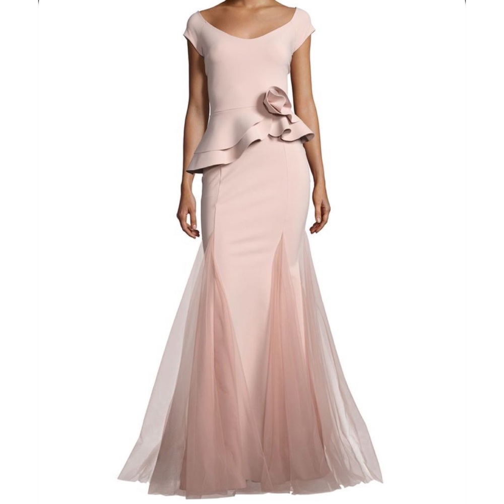 Chiara Boni La Petite Robe Long Gown Lady Illusion in Pale Rose